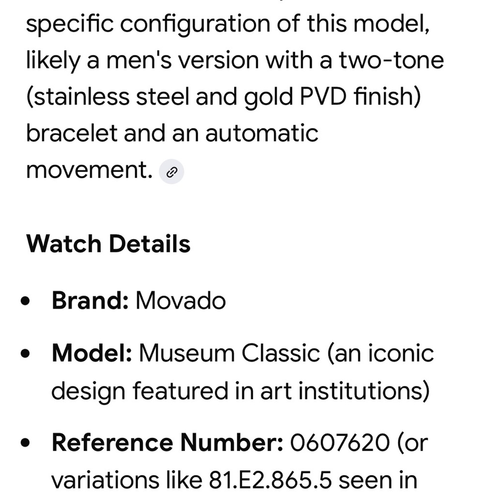 Movado Museum Classic Black Dial Watch with Silver and Gold tone Band - Picture 8 of 9